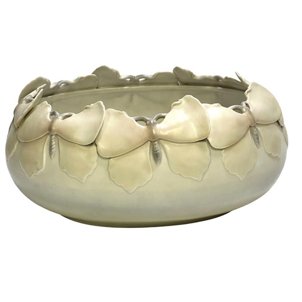 Fitz & Floyd 1982 Japan 'Elegant Butterflies' Large Oval Centerpiece Art Bowl